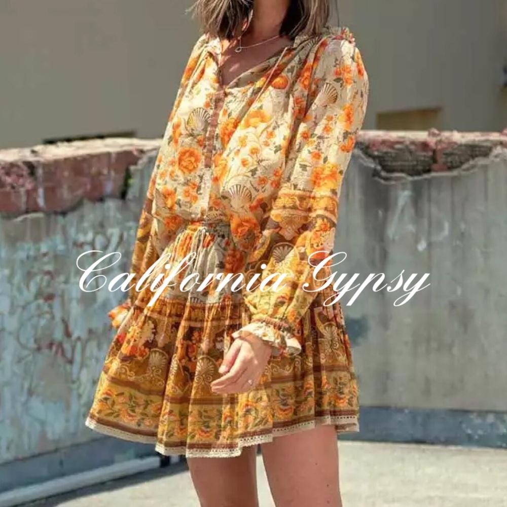 Seashell Gypsy boho floral tassel dress - Picture 3 of 16
